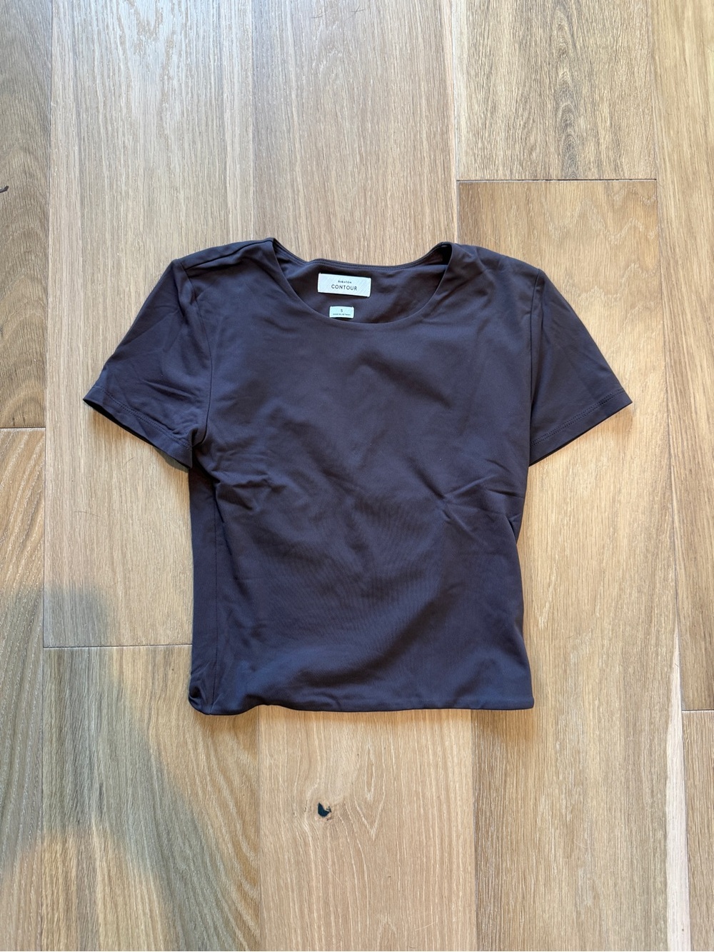 Aritzia Contour Slim Fit Short Sleeve Tee in Dark Brown